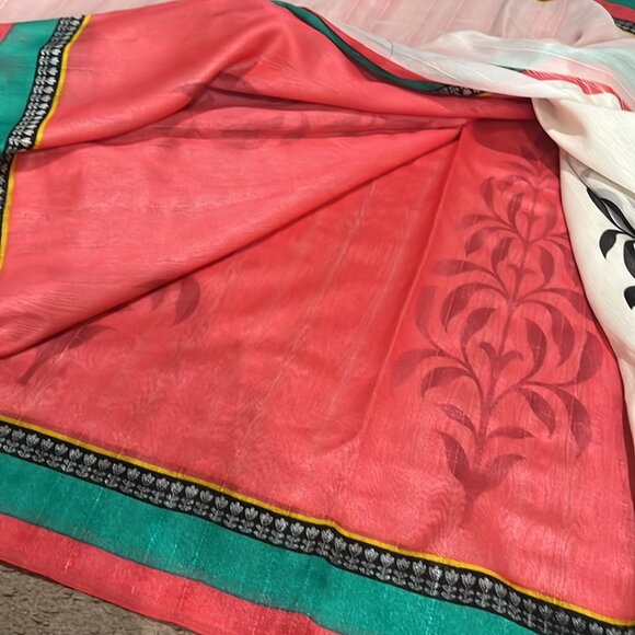 Bhagalpuri  Festival Designer Half N Half printed silk Saree - Picture 8 of 16